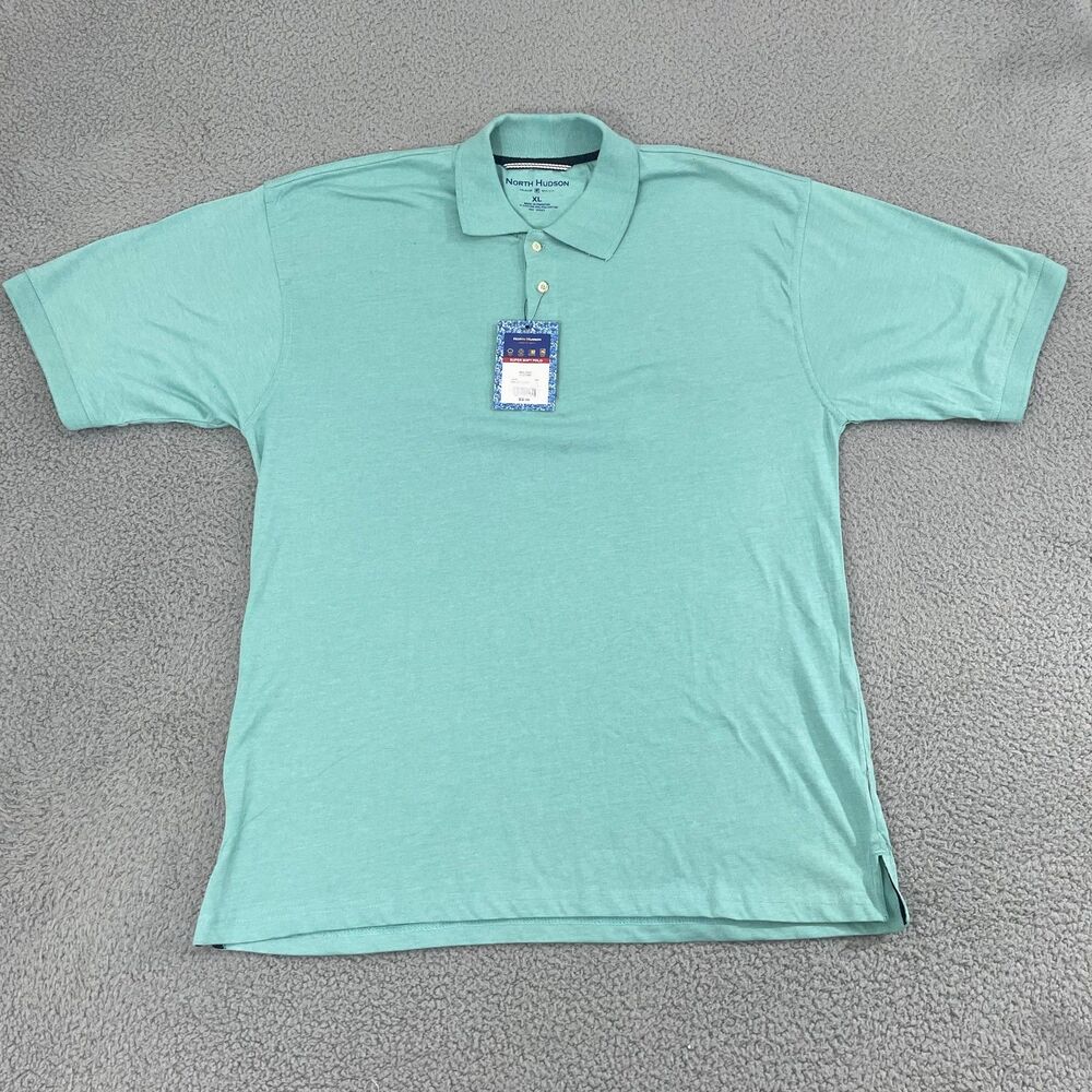 North Hudson Super Soft Polo Shirt Men XL Pool Blue Short Sleeve NWT